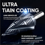 toolant Four Spiral Flute Cobalt Step Drill Bit(Pro), 3/16" - 1-3/8"(19 Step Size) Unibit Step Drill Bit, 3/8" Tri-Falt Shank Step Bit for Metal, Stainless Steel, Aluminum, Plastic