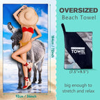 Icefield Donkey Beach Towel Oversized 36" x 72", Thin Lightweight Sand Free Quick Dry Microfiber Towel for Swimming Pool Cruise Camping Travel
