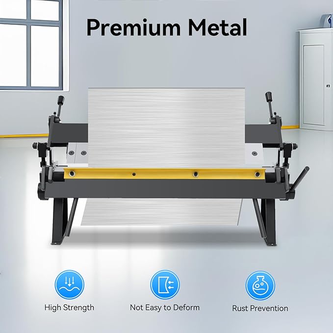 Box and Pan Brake | 24" Sheet Metal Brake | W-2420A Sheet Metal Bending Brake | 20ga Mild Steel Capacity Metal Brake Bender | 0-135° Adjustable Hand Brake | with Removable Fingers