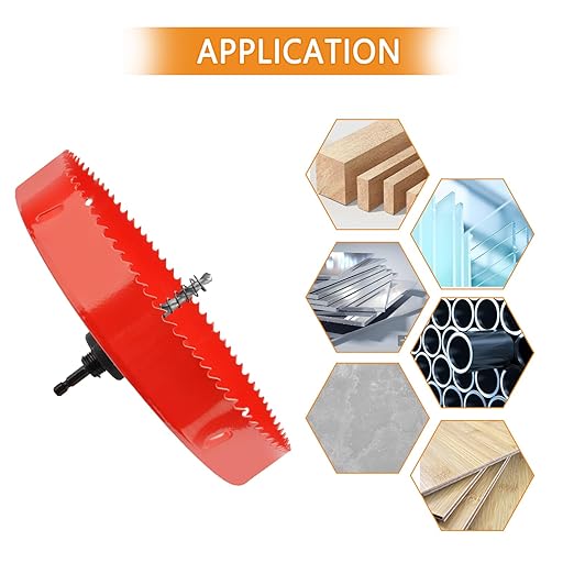 Hole Saw Heavy Duty bit Hex Shank,Hole Saw HSS with Arbor Bi-Metal & Heavy Duty Hole Saw Cutter for Wood Corn Hole Boards Plastic Drywall (φ145)