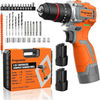 50N.m Brushless Cordless Drill, 4-Function Electric Drill with 36 pcs Accessories, Keyless Metal Chuck, 35 Torque Adjustment, 2pcs Batteries, 2 Speed, Screwdriver, Wrench, Impact Gun For Housework