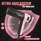 Heat Gun for crafting 1800W, 122℉~1202℉ Variable Temperature Control with 2-Temp Settings 4 Nozzles, 1.5s Fast Heating Mini Heat Gun for Resin, Shrink PVC Tubing/Crafts and Vinyl Wrap（Pink）