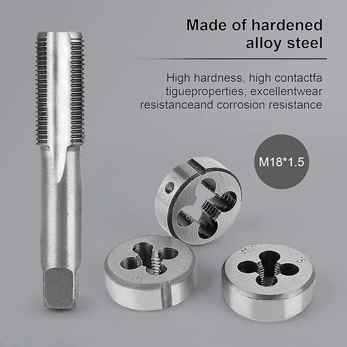 110 PCS Metric Tap and Die Set, Metric Screw Threads M2-M18 for Cutting External and Internal Threading, Come with Storage Case and Complete Accessories
