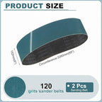 HARFINGTON 6 x 89 Inch Sanding Belts, 2 Pcs 120 Grit Zirconia Abrasive Belt Sander File Belt for Woodworking, Metal Polishing, Knife Sharpener