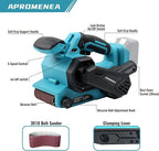 Cordless Belt Sander,18 Inch for Makita Battery 18V, Brushless Electric Power Belt Sander with 6 Variable-speed,Portable Handheld Belt Sander Professional Polishing Tool for Rust Removal,Woodworking