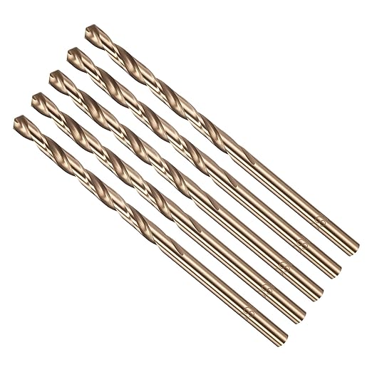 Drill Bit, #31 Cutting Diameter, 4341 HSS Gold Finish 135° Cutting Angle Number Jobber Bits - (Applications: for Drilling Soft Metal Plastic Wood), 5-Pieces