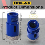 Drilax Pro Series 1-1/4 Inch Diamond Hole Saw for Angle Grinders | 1-3/8" Depth | 5/8"-11 Thread | Ideal for Faucets, RO Filters, Grab Bars & Dry Drilling | Long Life