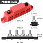 Bus Bar 12v Power Distribution Block 250A Bus Bar with 4 x 3/8" Studs Marine Battery Busbars Terminal Ground Distribution Block with Cover for Automotive, Boat, Car, Solar Wiring (Pair, Red & Black)