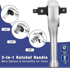 WORKPRO 22-Piece Socket Set with 3-in-1 Ratchet Handle, 1/4, 3/8, 1/2 Inch Drive Socket Wrench, CR-V Metric Socket Set, Extension Bars, Storage Box Included, Mechanics Tool Sets for Auto Repairing