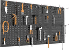 TORACK 4Pcs Metal Pegboard Panels(12"*24") for Wall, Garage Tools Pegboard System for Workbench, Modular Peg Board, Tool Organizer Board Kit for Pegboard Hooks(Pack of 4, Black)
