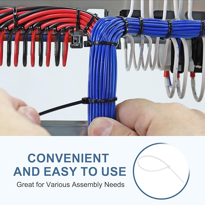 PATIKIL Cable Zip Ties 12 Inch, 100 Pcs Self-Locking Nylon Wire Tie Wraps Heavy Duty Cord Management with 50 lbs Tensile Strength for Indoor and Outdoor, White (0.2" W)
