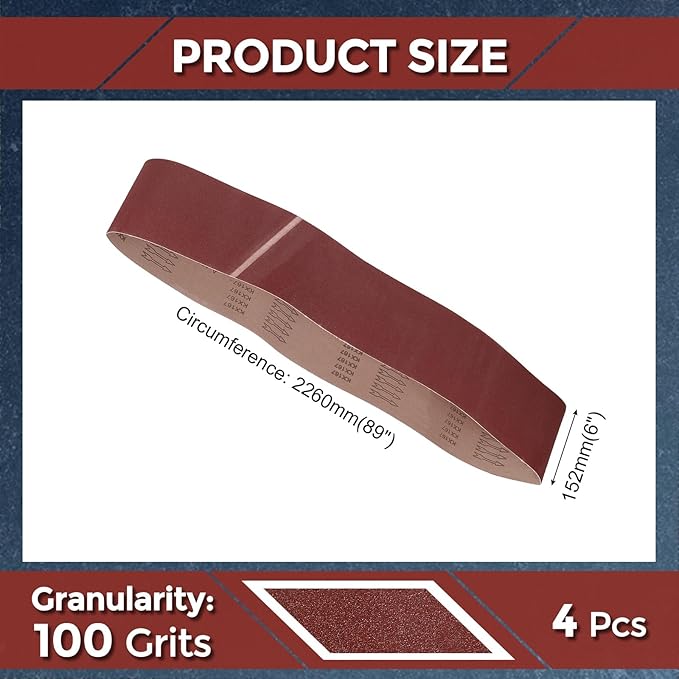 5 Pcs Sanding Belts 6 x 89 Inch 100 Grit Aluminum Oxide Abrasive Sandpaper for Belt Sander Metal Grinding Wood Working Weld Rust Removal