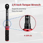 AEROFORCE 1/4-Inch Drive Click Torque Wrench (4-20 lb.ft / 5.4-27.2 Nm),72 Tooth Dual Direction Reversible Ratchet with Dual Range Scales, Precision Calibrated for Bikes & DIY