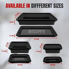 Collapsible Magnetic Tray Set of 3 Sizes – Foldable Silicone Tool Tray Organizer for Screws, Bolts, Nuts, Washers, Pins, & Small Metal Parts with Durable Magnetic Base (Black)