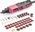 HARDELL Rotary Tool Kit - 180W Corded Power Rotary Tool 6 Variable Speeds with 61 Accessories, 8000-35000RPM, for Sanding, Polishing, Cutting, Engraving,Carving, DIY Crafts (PINK)