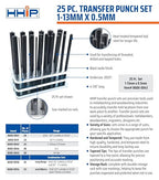 HHIP 8600-0043 25 Piece 1-13mm Metric Transfer Punch Set