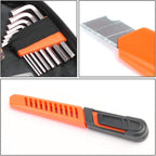 DNA MOTORING 16pcs Mechanic Home Repair Tool Set, Includes Pliers, Wrench, Hex Key, Screwdriver, Spirit Level,Tape Measurer, Mechanic repair set, w/Carrying Case, Orange/Black, TOOLS-00030