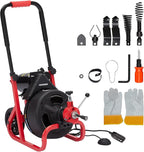 PIONEERWORKS 100Ft x 3/8In Drain Cleaner Machine, Auto-feed Professional 6.8A Electric Drain Auger, Air-Activated Foot Switch, w/ 6 Cutters, Gloves, Drain Auger Cleaner Sewer Snake