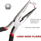 FASTPRO 6-Piece Utility Pliers and Wrench Set, Includes 10" Groove Joint, 10" Slip Joint, 8" Linesman, 8" Long Nose, 6" Diagonal Pliers and 8" Adjustable Wrench