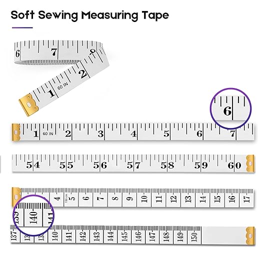 Tape Measure, iBayam Measuring Tape for Body Weight Loss Fabric Sewing Tailor Cloth Vinyl Measurement Craft Supplies, 60-Inch Soft Double Scale Ruler, 5-Pack, White
