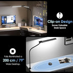 Desk Lamp with Clamp, 31.5" LED Desk Lamp for Home Office, 24W Gesture Sensing Control Desk Light, Dimmable & Color Temperature, Eye-Caring Office Lamp, Brightest Architect Lamp for Screen