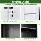 Garage Storage Cabinet with Wheels and Pegboard, Metal Broom Closet Storage Cabinet with Hanging Rod and Hooks for Garage, Bathroom, Home