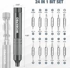 WORKPRO 24 in 1 Multi Bit Mini Screwdriver Set Magnetic, Manual Pen Screwdrivers, Tough S2 Steel Small Screwdriver Bits for Eyeglass, Watch, Laptop, Phone, Jewelry and Electronic, Grey