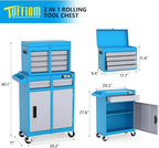 TUFFIOM 5-Drawer Rolling Tool Chest, Tool Storage Cabinet w/Drawers, Lockable Wheels, Detachable Top & Adjustable Shelf, Mechanic Tool Organizer Box for Garage, Workshop, Warehouse & Repair Shop