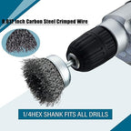 5 Pack Wire Cup Brush for Drill, Wire Brush for Drill 1/4 Inch Hex Shank, 0.012 Inch Coarse Carbon Steel- 3 Inch Wire Brush Drill Attachment