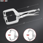 MAXPOWER 11-Inch C Clamp Locking Pliers Set, Flexible Jaws Change with Pads or Regular Tips