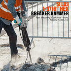 Berserker 2100W 50-Pound Demolition Jack Hammer with 1-3/16" Hex, 17-Amp Corded Electric Heavy Duty Demo Chipping Hammer Concrete/Pavement Breaker with Carrying Case Flat Chisel Bull Point Chisel