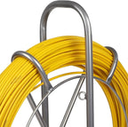 Fish Tape Fiberglass 6MM 425FT Fishing Wire Duct Rodder Cable Puller Running Electrical Fishtape Rod with Steel Wheel Stand Reel through Wall Pipe