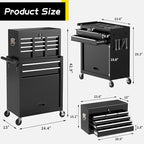On Shine 8 Drawer Rolling Tool Chest, Large Capacity Rolling Tool Box with Wheels, Locking Mechanical Tool Chest, Portable Tool Box with Sliding Drawers,Metal Tool Box for Garage Workshop (Black)