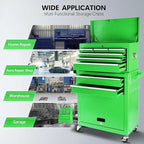 8 Drawers Rolling Tool Chest - Tool Box Organizer with Wheels and Drawers, Detachable Storage Cabinet with Lock for Garage Workshop, Green