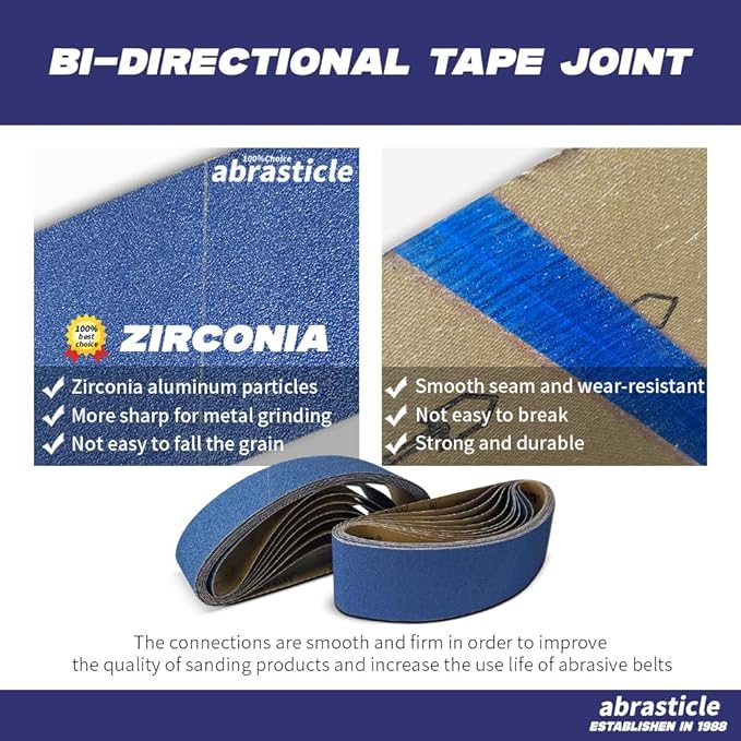 4" x 36" Zirconia Sanding Belts for Metal - 4 x 36 Inch Zirconia Metal Grinding Sand Paper, 8 PCS 240 Grits, Perfect for Knife Blade Sharpening, Metal Polishing, Derusting, Woodworking