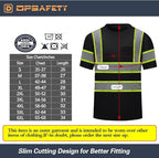 High Visibility Shirts Quick Dry Safety T Shirts with Reflective Strips and Pocket Short Sleeve Mesh Hi Vis Construction Work Class 2 Shirt for Men/Women Black,4XL