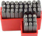 36pcs Heavy Duty Steel Stamp Uppercase Letters and Number 1/4" 6mm Hand Stamping Character Mark Code Alphabet Punch Kit for Hardware Mold Metal Plate Leather Tag Keys Golf