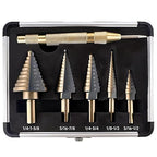 6pcs Step Drill Bits for Metal, Step Drill Bit Set 50 Sizes Tri-Flat Shank HSS Titanium-Coated with Center Punch for Aluminum, Wood, Plastic, with Aluminum Case, from Pro-Edge Technology