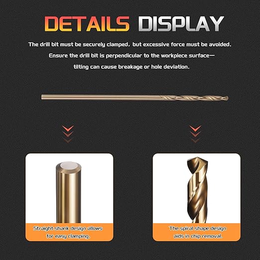 Drill Bit, #55 Cutting Diameter, 4341 HSS Gold Finish 118° Cutting Angle Number Jobber Bits - (Applications: for Drilling Soft Metal Plastic Wood), 5-Pieces