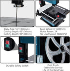 Bandsaw,3-Amp & 8-Inch Band Saw, 1800FPM Benchtop Bandsaw with Removable Safty Key, 0-45 Tilting Range, Saw For Cutting Wood with Fence and Miter Gauge, Band Saws for Woodworking