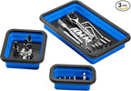 AMM Foldable Magnetic Parts Tray Set, 3 Different Size Magnetic Tool Trays for Bolts Screws Nuts & Small Metal Parts, Mechanic Tool Present for Men，Blue