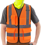 A-SAFETY High Visibility Mesh Safety Reflective Vest with Pockets and Zipper,Hi Vis Viz Reflective Safety Vest(Orange Mesh S)