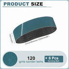 HARFINGTON 6 x 48 Inch Sanding Belts, 6 Pcs 120 Grit Zirconia Abrasive Belt Sander File Belt for Woodworking, Metal Polishing, Knife Sharpener