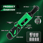 Cordless Electric Ratchet Wrench Set, 40FT-LBS (45N.m) 3/8" Ratchet, 12V Cordless Ratchet Wrench, 2.0Ah Battery Electric Impact for Car Home, Only 1 Battery