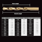 21Pcs Cobalt Drill Bit Set (1/16"-3/8"), M35 HSS, 135 Degree Tip, Twist Jobber Length for Hardened Metal, Stainless Steel, Cast Iron, Wood, and Plastics, with Index Storage Case