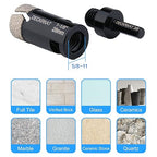 Diamond Hole Saw, 1-1/8" Hole Saw for Tiles Granite Marble Ceramic Glass Porcelain, 28mm Core Drill Bit with 5/8-11 Thread and 3/8” Hex Shank Adapter for Angle Grinders & Drills