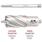 S&F STEAD & FAST Annular Cutter, 7/8" Cutting Diameter x 1" Depth of Cut for Magnetic Drill Press, Mag Drill Bit with Pilot Pin