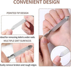 Metal Nail File (2 Pcs), Nail Files for Natural Nails & Toenails, Thick Nails Made of Stainless Steel, Double Sided Metal Nail Files with Anti-Slip Handle for Fingernail Toenail, Home or Salon Use