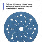 3M Hookit Blue Abrasive Discs 36181, Multi-Hole, 6 in, 400+ Grade, Pack of 50, Virtually Dust-Free, for Auto Sanding, Body Repair, Featheredging, Primer Sanding, Paint Preparation, E-Coat