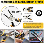Multi-Function Needle Nose Pliers with Cutting, Stripping, Crimping and Gripping, 9-inch 6-in-1 Cr-V Steel Combination Pliers for Electricians and Homes